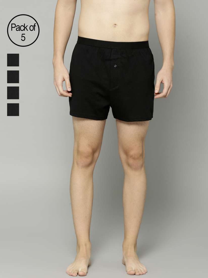 Buy Marks Spencer Men Pack of 5 Black Solid Pure Cotton Pure Cotton Pure Cotton Boxers Boxers for Men 7114116 Myntra