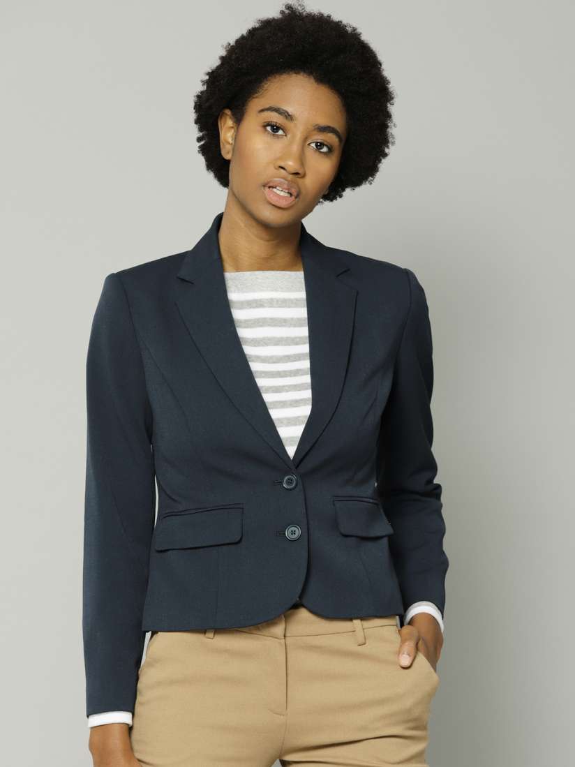 Buy Marks Spencer Women Navy Blue Solid Single Breasted Blazer Blazers for Women 7114598 Myntra