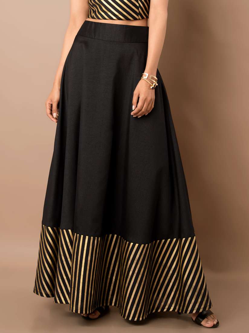 Buy INDYA Women Black Flared Maxi Skirt Skirts for Women 7118388 Myntra