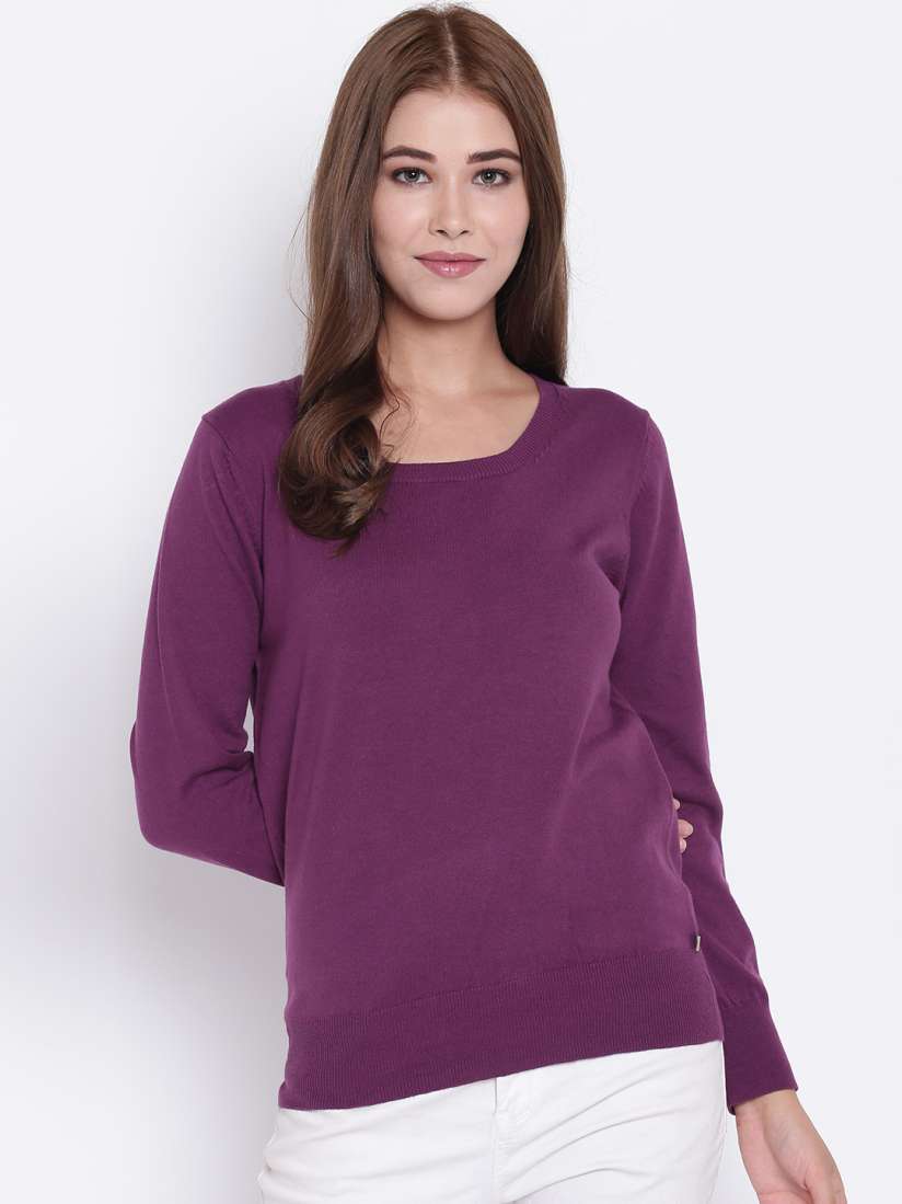 Buy Madame Women Purple Solid Sweater Sweaters for Women 7119262 Myntra