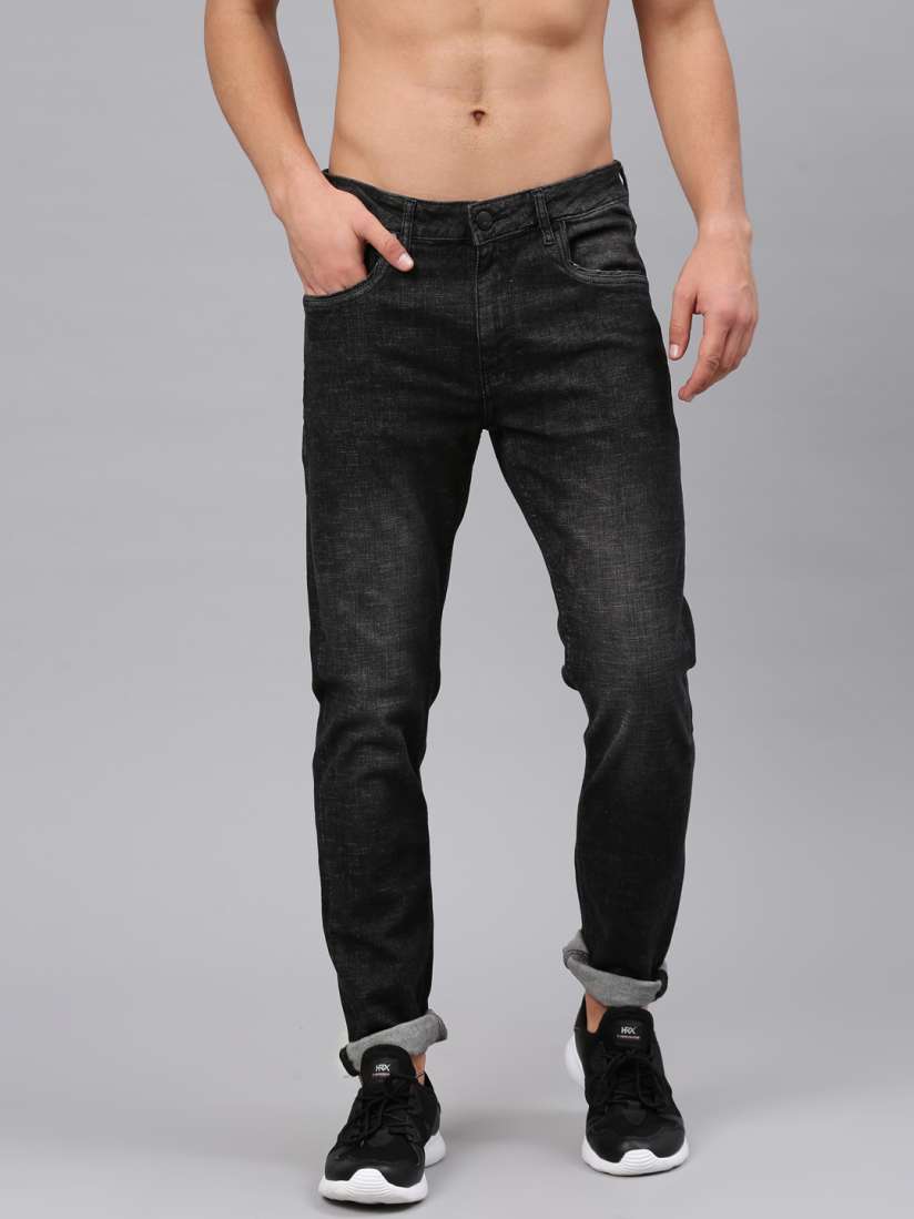 Buy HRX by Hrithik Roshan Men Black Tapered Fit Mid Rise Clean Look Stretchable Jeans Jeans for Men 7131632 Myntra