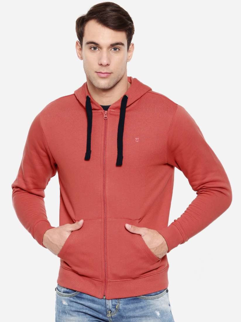 Buy Wrangler Men Rust Solid Hooded Sweatshirt Sweatshirts for Men 7144396 Myntra