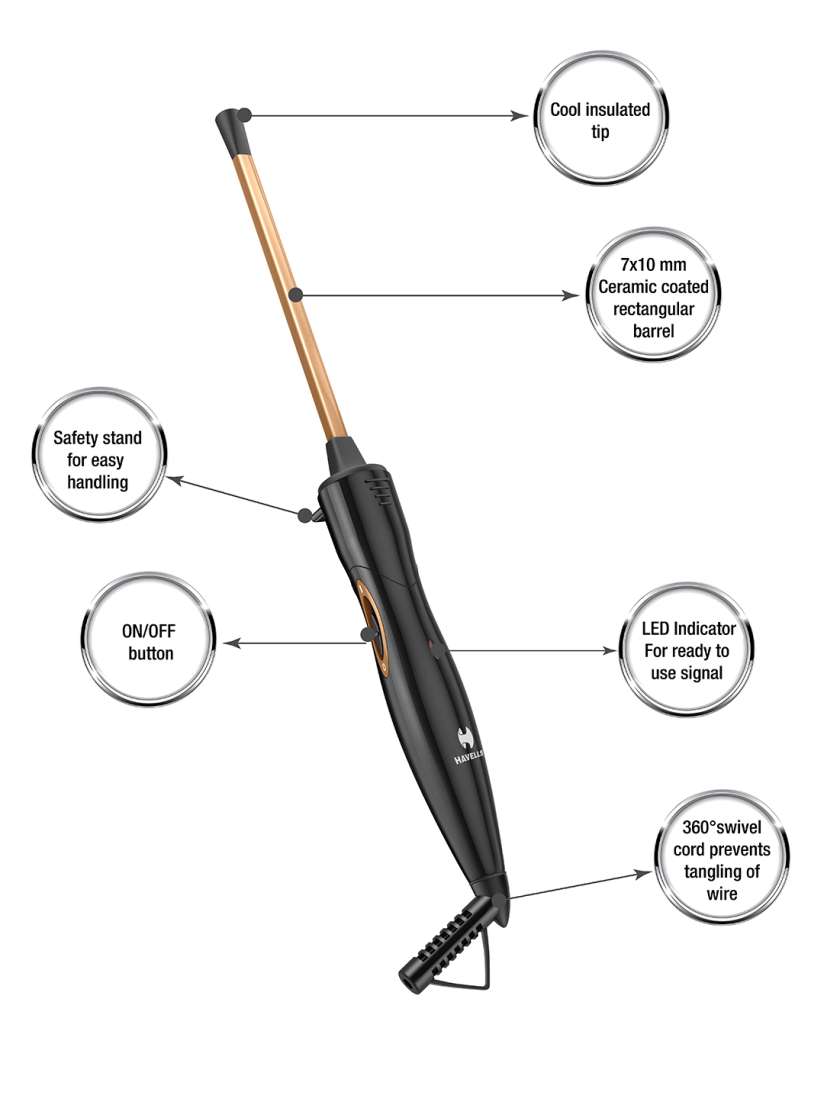Buy Havells HC4031 Chopstick Hair Curler Black Gold Toned Curling Iron and Crimpers for Women 7147799 Myntra