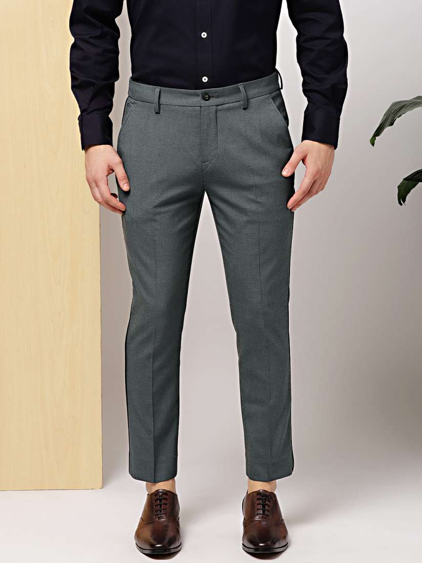 Buy INVICTUS Men Charcoal Grey Slim Fit Self Design Formal Trousers Trousers for Men 7149893 Myntra