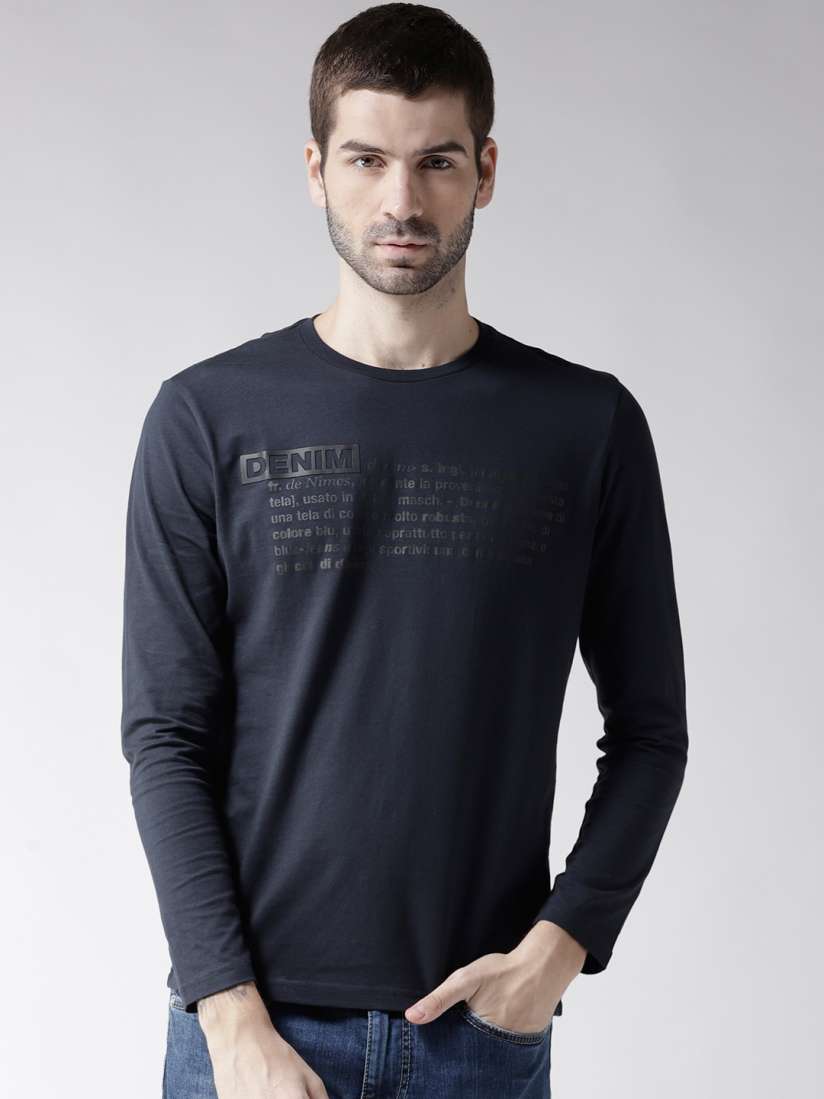 Buy GAS Men Navy Blue Solid Round Neck T shirt Tshirts for Men 7154371 Myntra