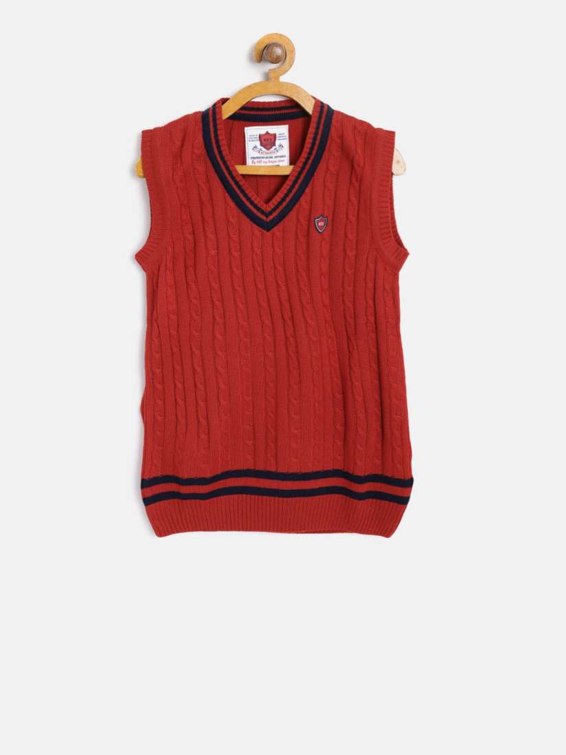 Boys red sweater vest discount