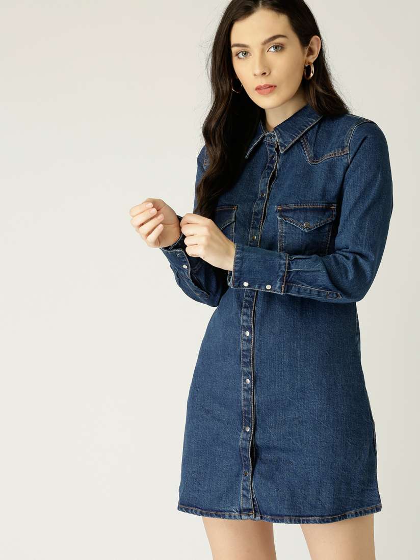 Mango pocket denim shirt dress hotsell