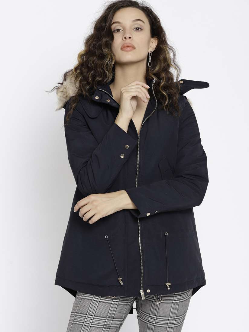 Buy MANGO Women Navy Solid Water Resistant Parka Jacket Jackets for Women 7158175 Myntra