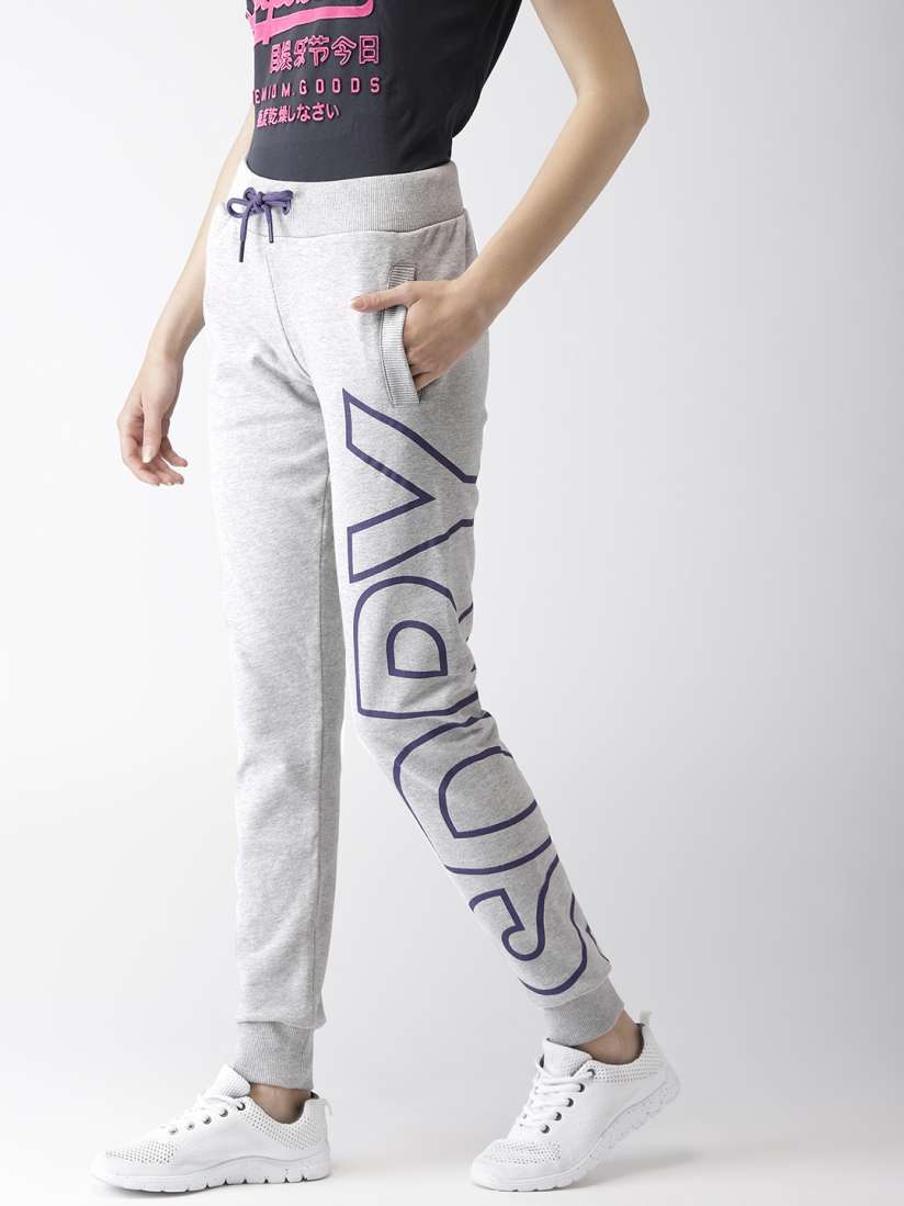 Buy Superdry Women Grey Printed Straight Fit Joggers Track Pants for Women 7160509 Myntra