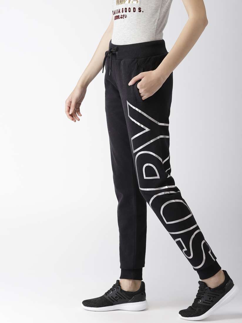 Buy Superdry Women Black Printed Straight Fit Joggers Track Pants for Women 7160512 Myntra