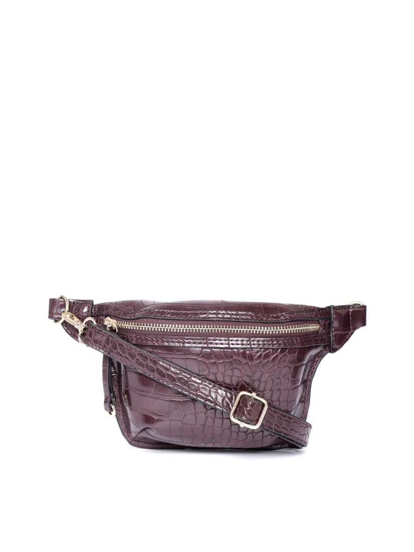 Buy MANGO Women Burgundy Croc Textured Fanny Pack Waist Pouch for Women 7161730 Myntra