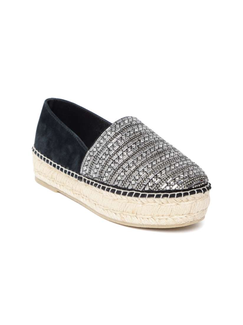 Buy Steve Madden Women Black Gunmetal Toned Embellished Slip Ons Casual Shoes for Women 7191580 Myntra