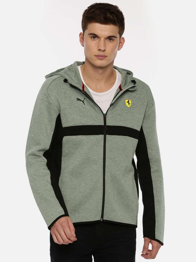 Buy Puma Men Grey Melange Solid SF Hooded Sweat Sporty Jacket Jackets for Men 7191594 Myntra
