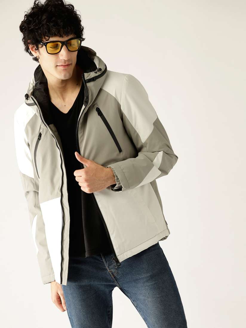 Buy ESPRIT Men White Grey Colourblocked Hooded Padded Jacket Jackets for Men 7195843 Myntra
