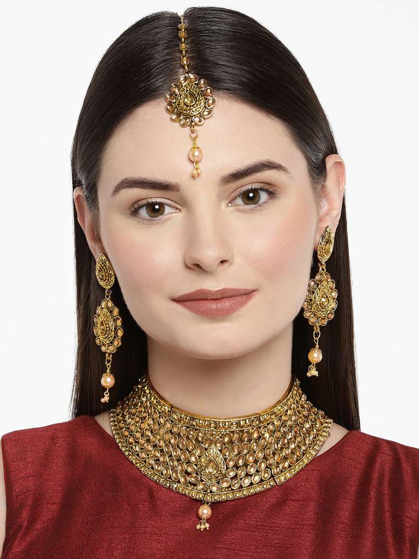 Buy Zaveri Pearls Gold Toned Bridal Jewellery Set Jewellery Set for Women 7197823 Myntra