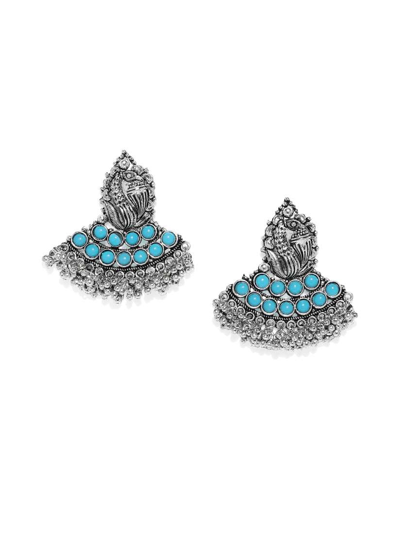 Buy Zaveri Pearls Silver Toned Blue Contemporary Drop Earrings Earrings for Women 7197867 Myntra