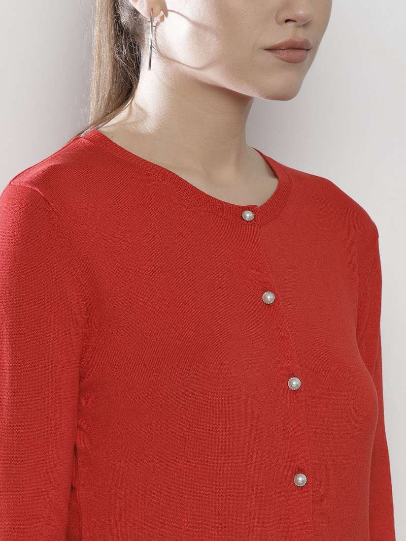 Buy DOROTHY PERKINS Women Red Solid Cardigan Sweaters for Women 7199247 Myntra