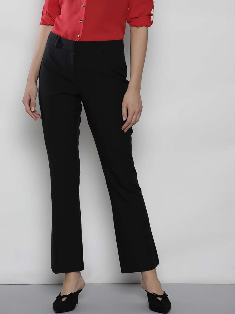 Buy DOROTHY PERKINS Women Black Solid Regular Fit Bootcut Trousers Trousers for Women 7199344 Myntra