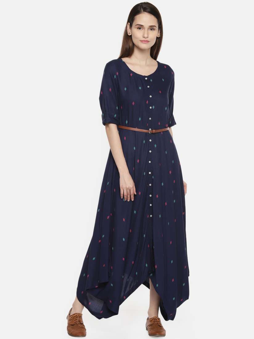 Buy AKKRITI BY PANTALOONS Women Navy Blue Printed Maxi Dress Dresses for Women 7203338 Myntra