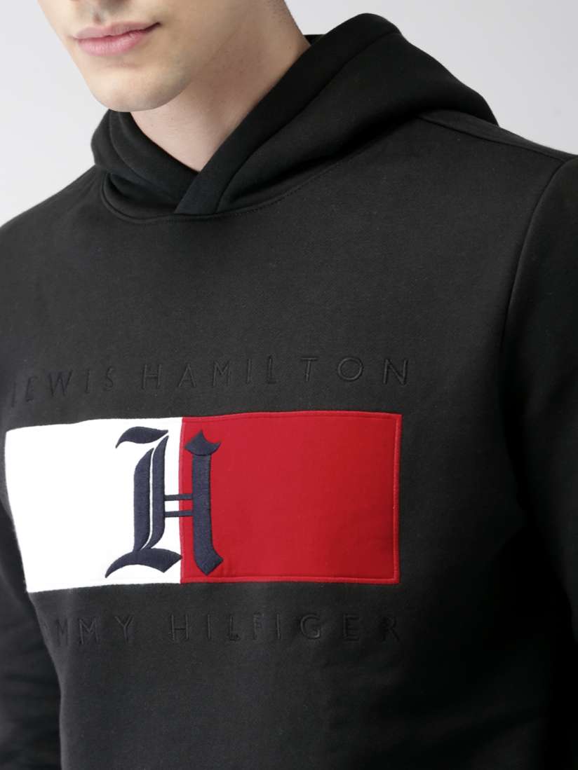 Buy Tommy Hilfiger LEWIS HAMILTON Men Black Solid Flag Hooded Sweatshirt Sweatshirts for Men 7206001 Myntra