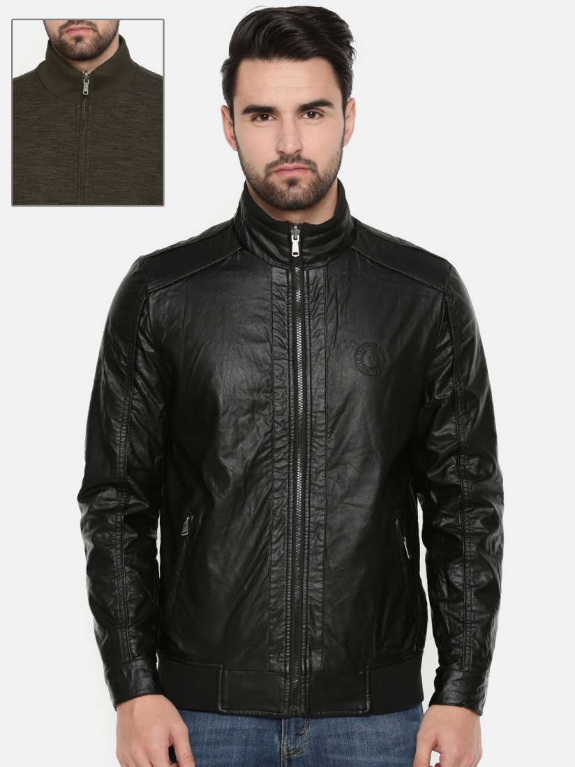 Buy Indian Terrain Men Black Solid Reversible Bomber Jackets for Men 7211774 Myntra