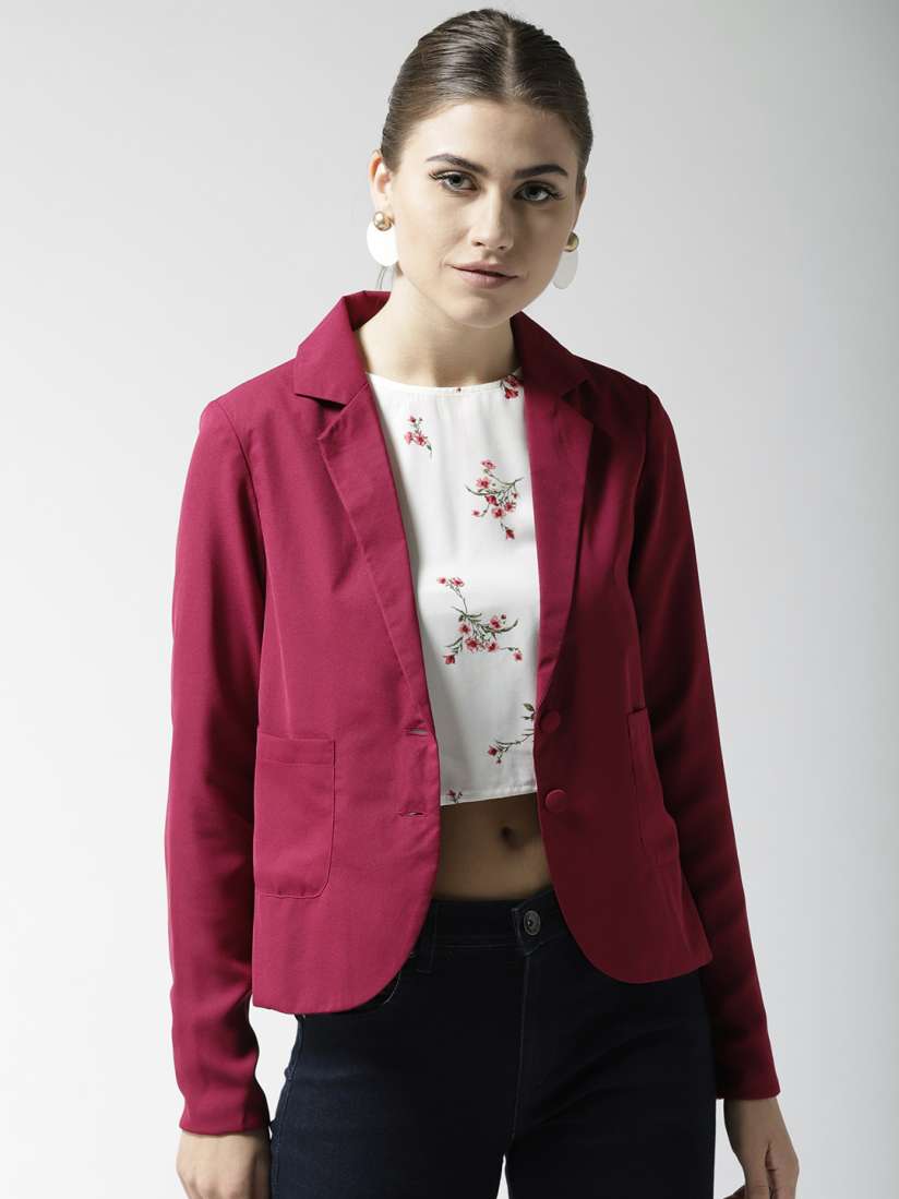 Buy QUIERO Women Maroon Solid Single Breasted Casual Blazer Blazers for Women 7215047 Myntra