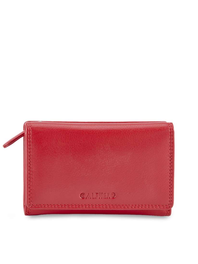Buy CALFNERO Women Red Solid Three Leather Fold Wallet Wallets for Women 7219046 Myntra