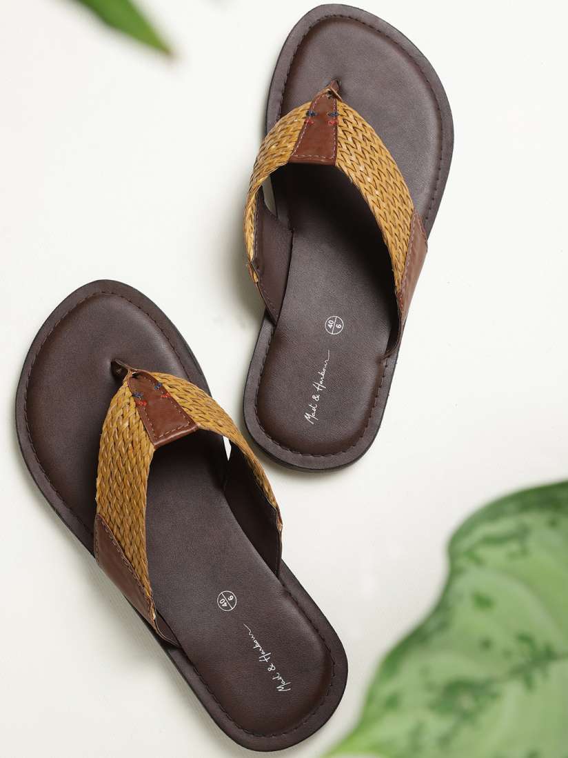 Buy Mast Harbour Men Beige Self Design Thong Flip Flops Flip Flops for Men 7220435 Myntra