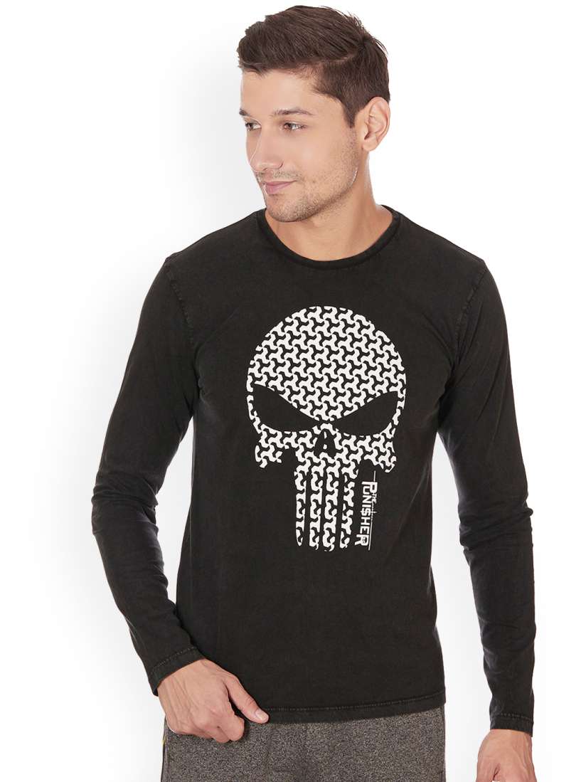 Buy Free Authority Men Black PUNISHER Printed T shirt Tshirts for Men 7230021 Myntra