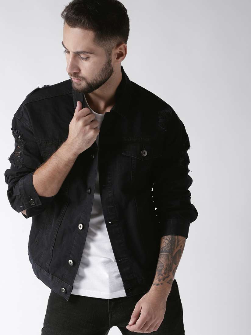 Forever 21 mens black denim jacket sale