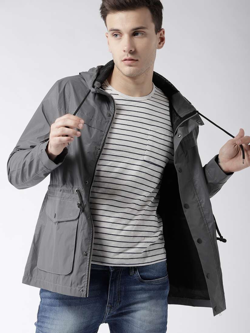 Buy FOREVER 21 Men Grey Solid Hooded Tailored Jacket Jackets for Men 7231030 Myntra