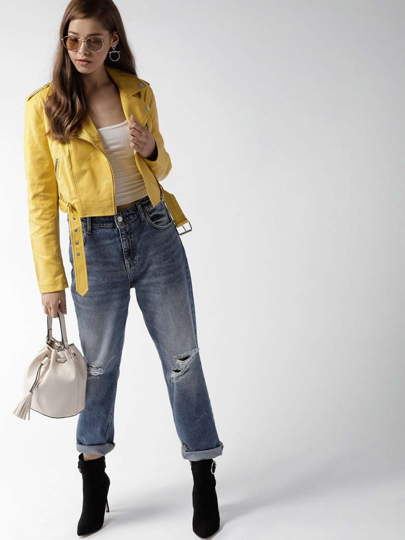 Yellow leather jacket forever 21 on sale