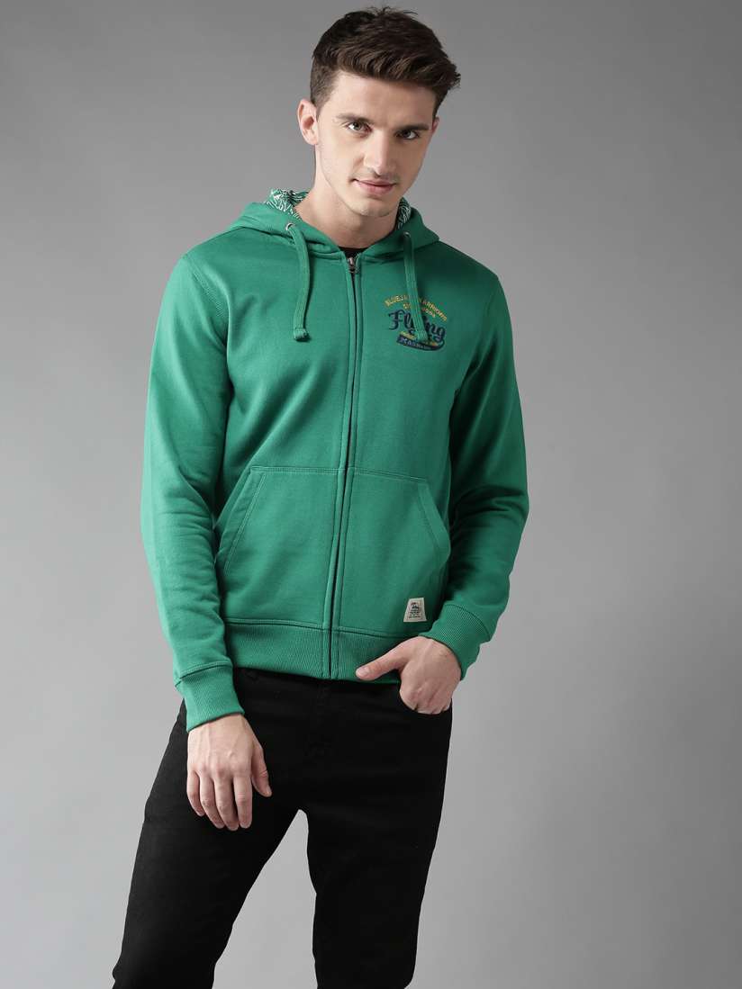 Buy Flying Machine Men Green Solid Hooded Sweatshirt Sweatshirts for Men 7231444 Myntra