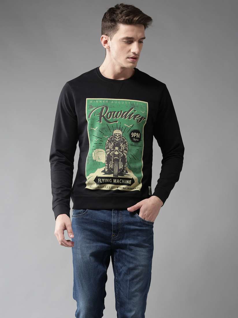 Buy Flying Machine Men Black Green Printed Sweatshirt Sweatshirts for Men 7231446 Myntra