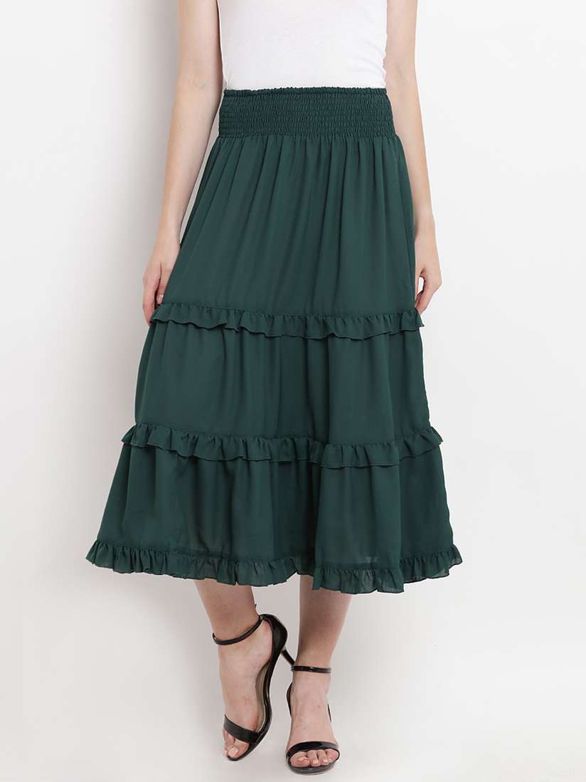 Plaid Green Maxi Skirt 2018 Fall 