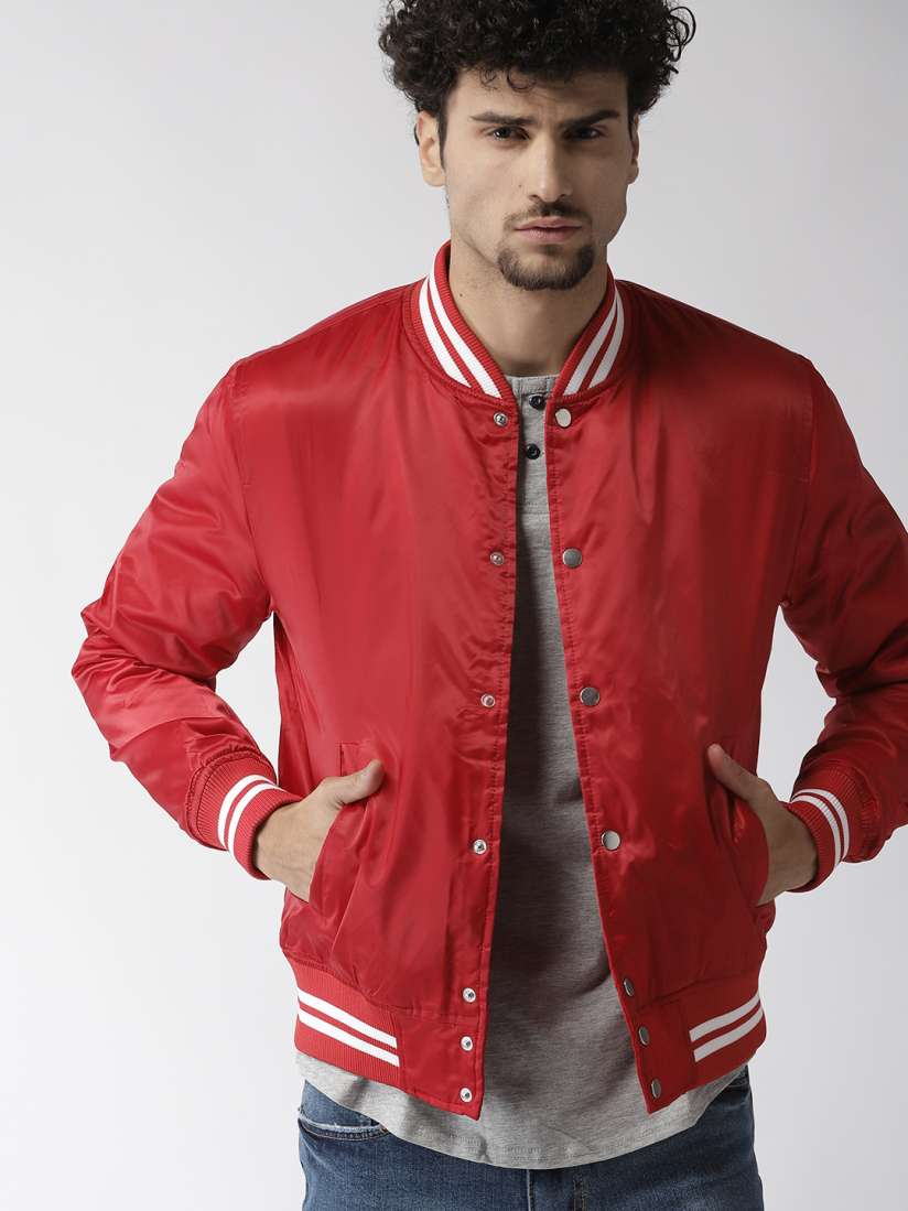 Buy FOREVER 21 Men Red Solid Bomber Jacket Jackets for Men 7238557 Myntra