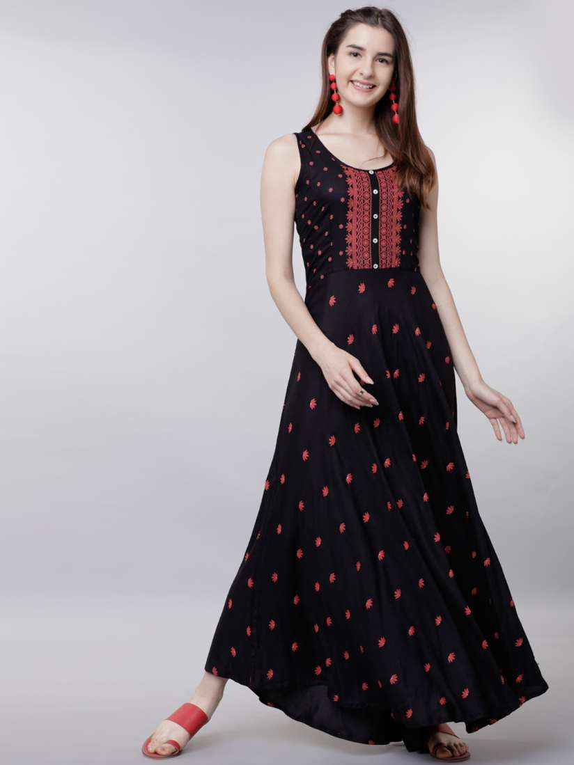 Vishudh black printed maxi dress outlet