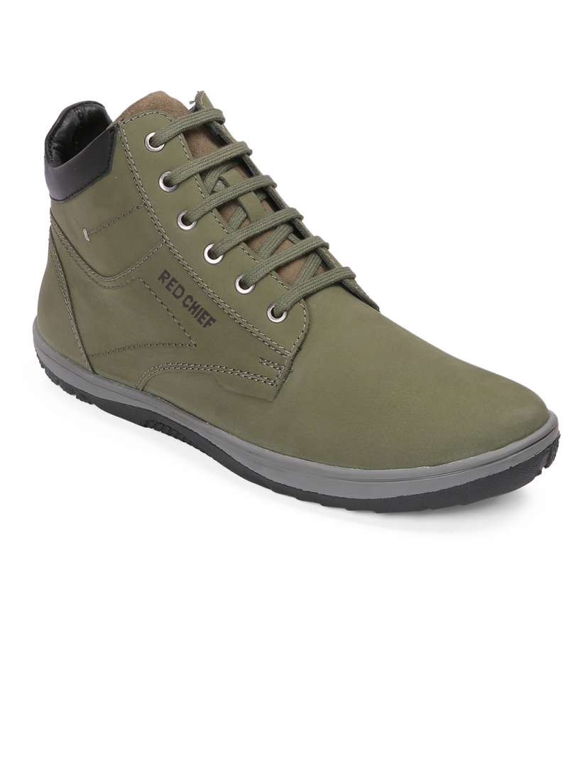 Buy Red Chief Men Green Solid Leather Mid Top Sneakers Casual Shoes for Men 7240540 Myntra