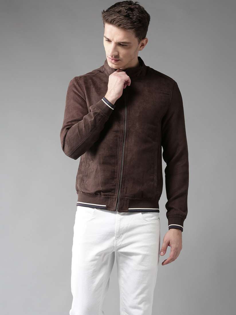 Buy Flying Machine Men Coffee Brown Solid Bomber Jacket Jackets for Men 7240706 Myntra