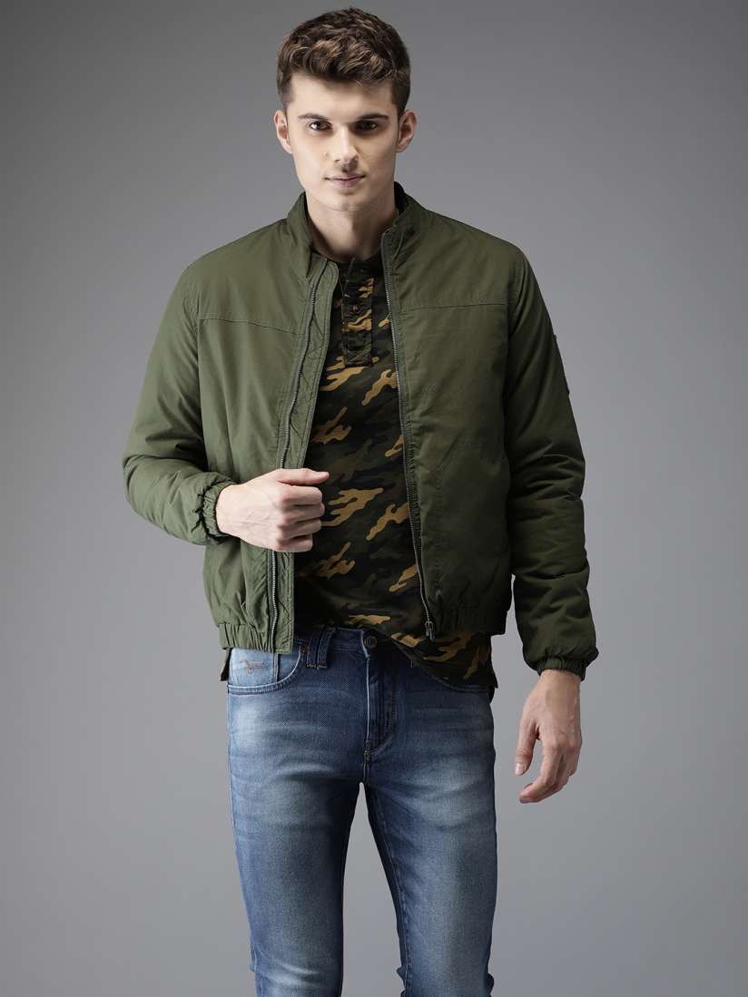Flying machine olive green jacket discount