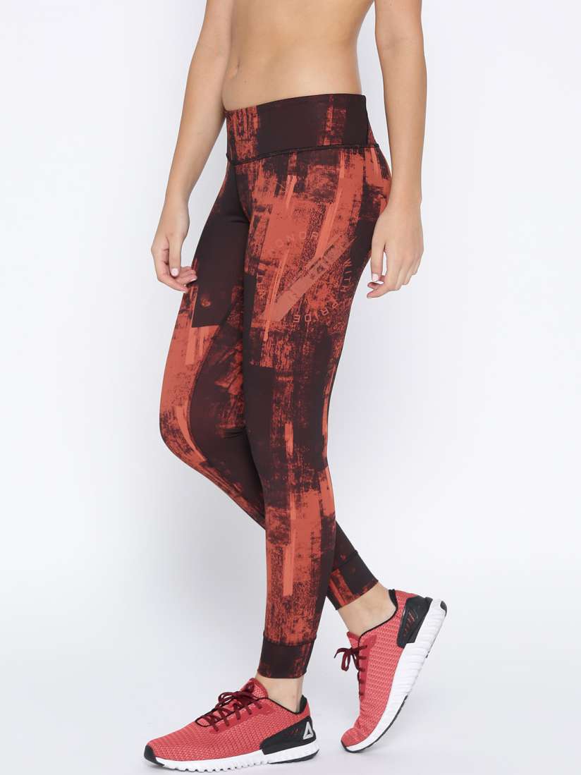 Buy Reebok Women Rust Orange Coffee Brown Printed Combat Lux Bold Tights Tights for Women 7243927 Myntra