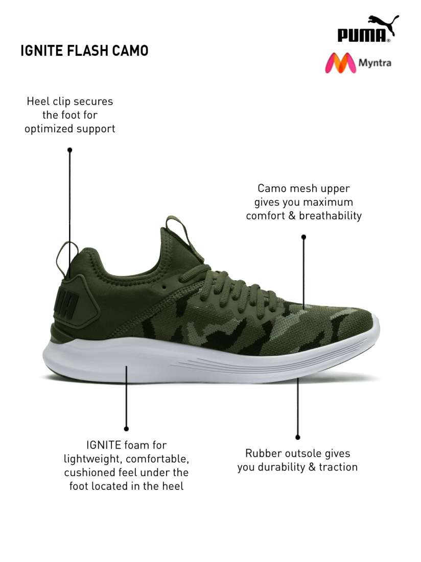 Buy Puma Men Olive Green IGNITE Flash Camo Running Shoes Sports Shoes for Men 7252284 Myntra
