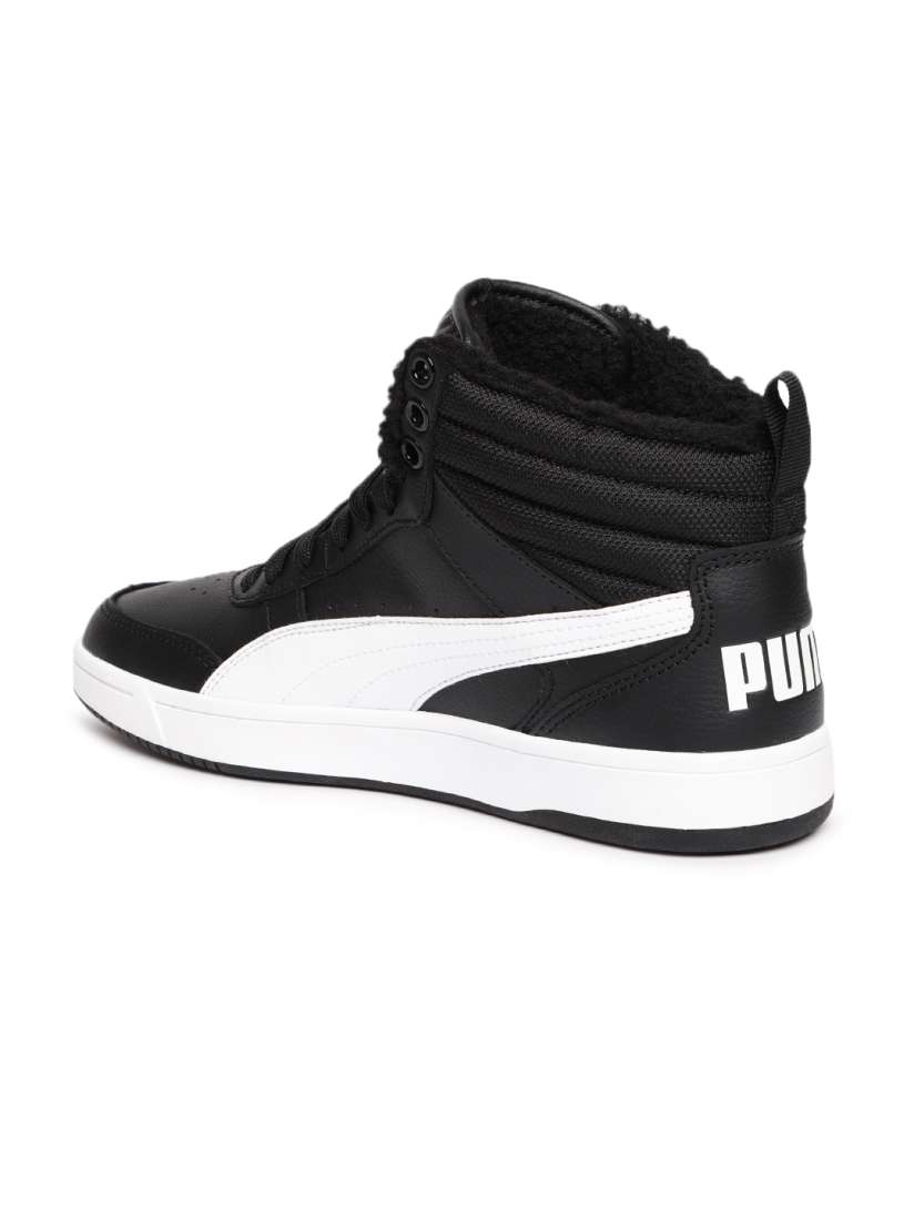 Puma Men Black Rebound Street v2 FUR Mid-Top Sneakers