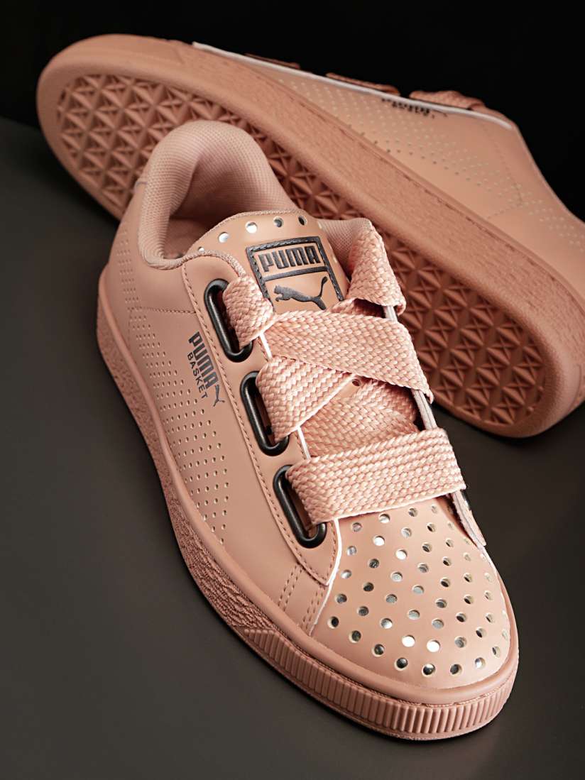 Buy Puma Women Peach Coloured Basket Heart Ath Lux Leather Sneakers Casual Shoes for Women 7252583 Myntra