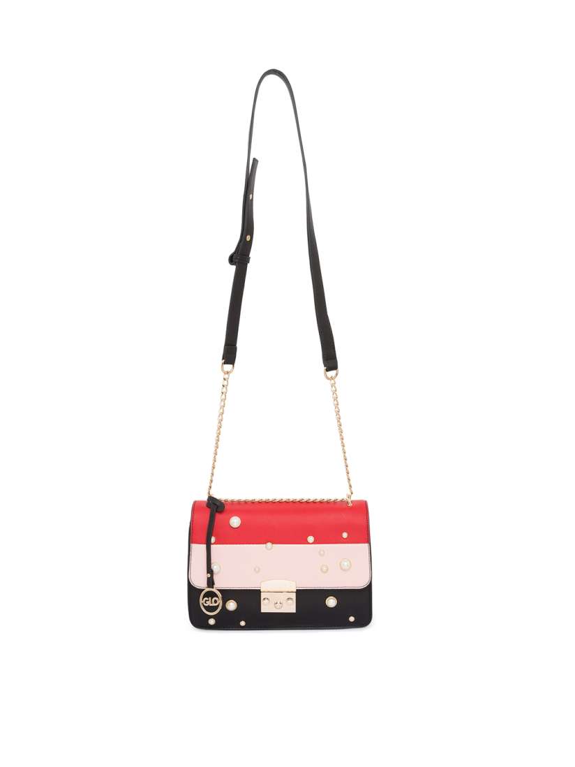 Buy Globus Black Red Colourblocked Sling Bag Handbags for Women 7253921 Myntra