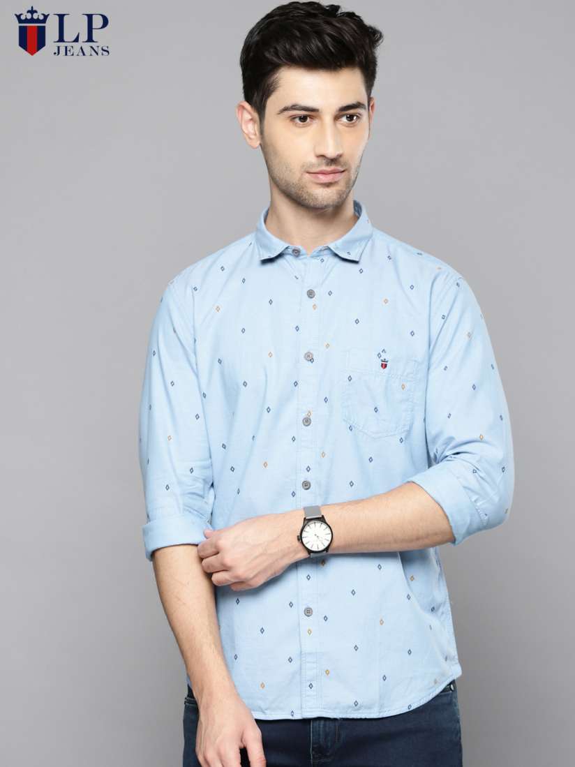Buy Louis Philippe Jeans Men Blue Slim Fit Printed Casual Shirt Shirts for Men 7254745 Myntra