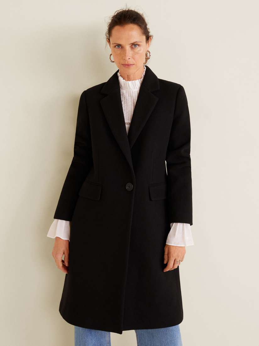 Buy MANGO Women Black Solid Longline Overcoat Coats for Women 7258125 Myntra