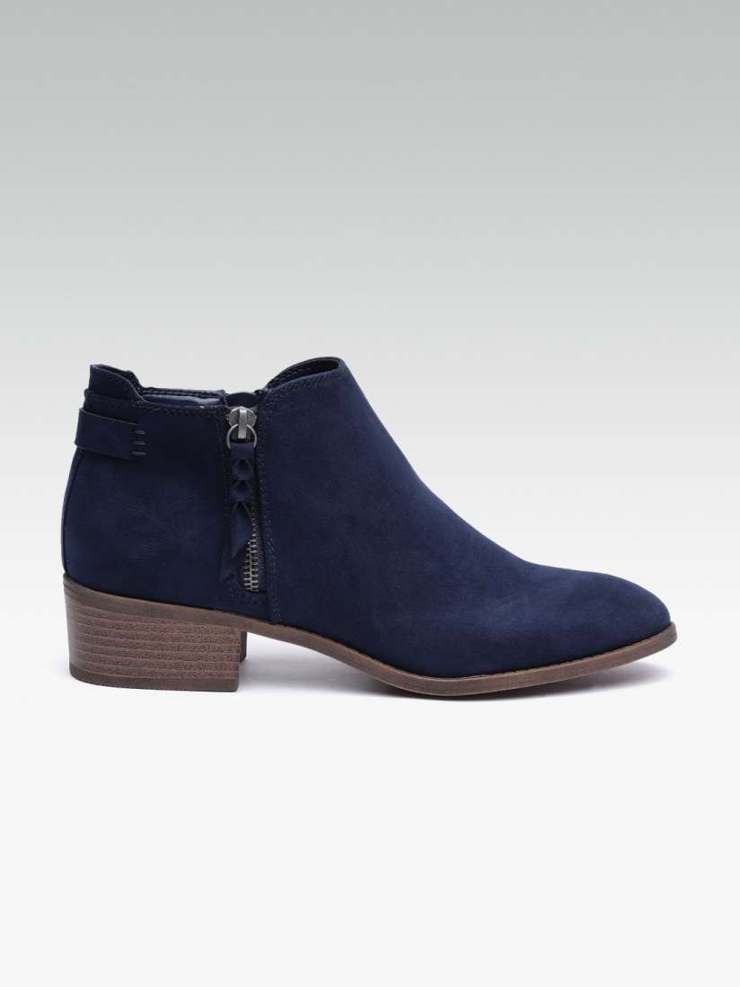 Buy DOROTHY PERKINS Women Navy Blue Solid Mid Top Heeled Boots Boots for Women 7258232 Myntra