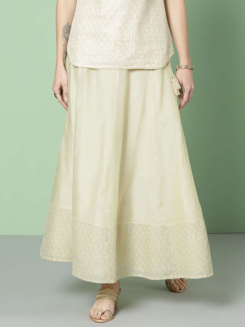 Buy House of Pataudi Women Beige Ethnic Solid Skirt Skirts for Women 7263096 Myntra