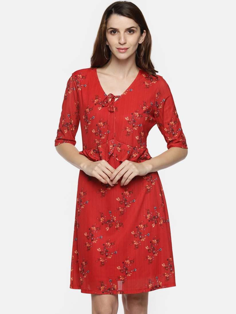 Buy Annabelle by Pantaloons Women Orange Printed Fit and Flare Dress Dresses for Women 7263439 Myntra